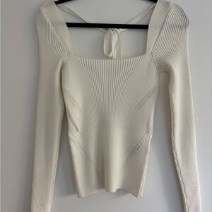 Anna October Cream Ribbed Sweater